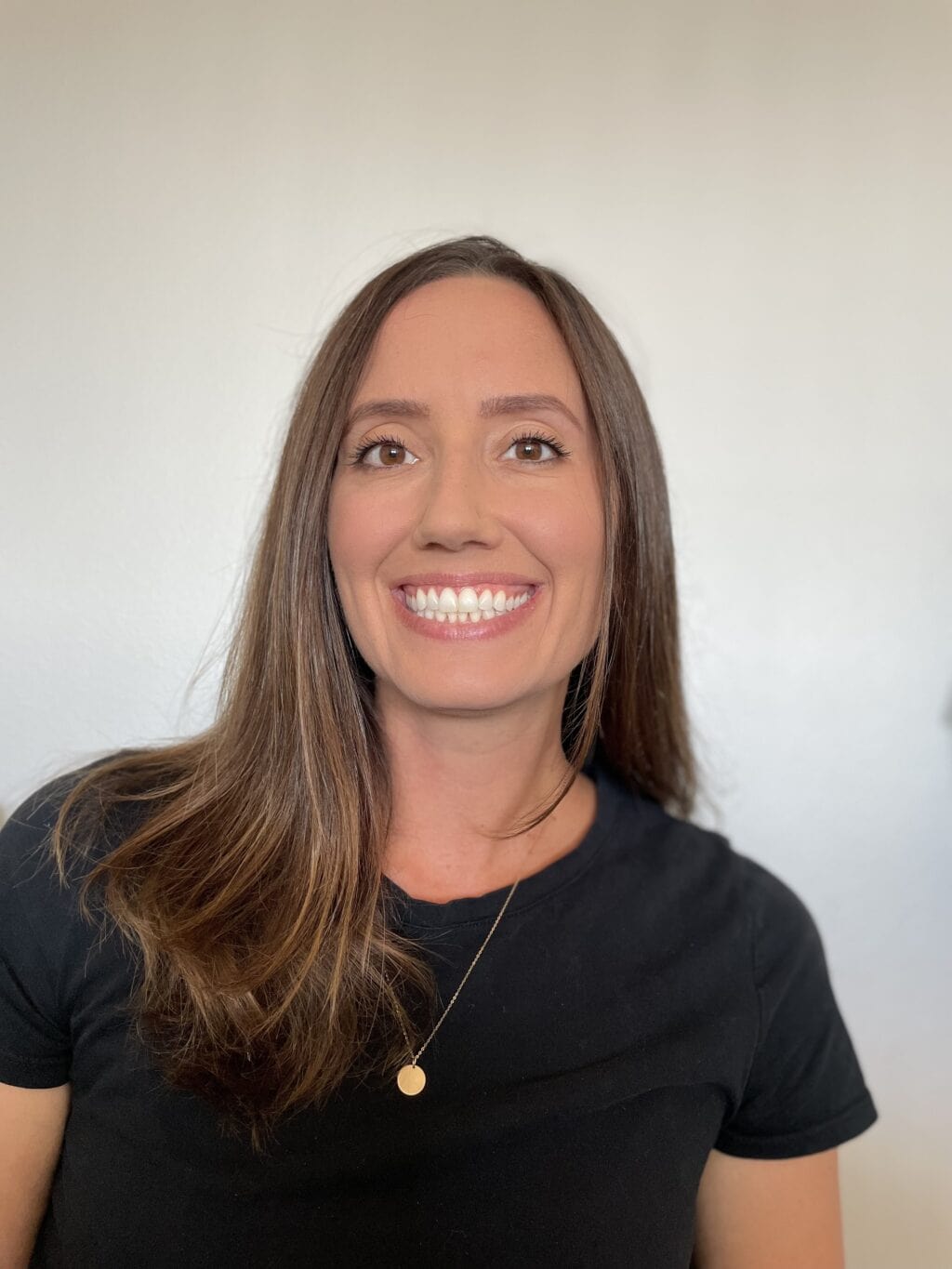 A woman in a black shirt